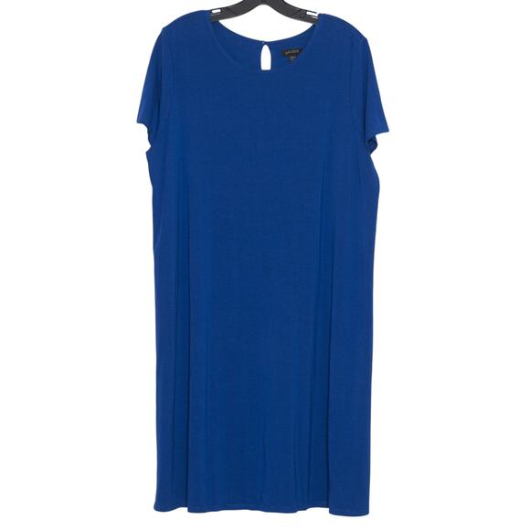J Jill Dress Wearever Perfect T Shirt Minimalist Classic Casual Comfort Blue 1X - Picture 1 of 7